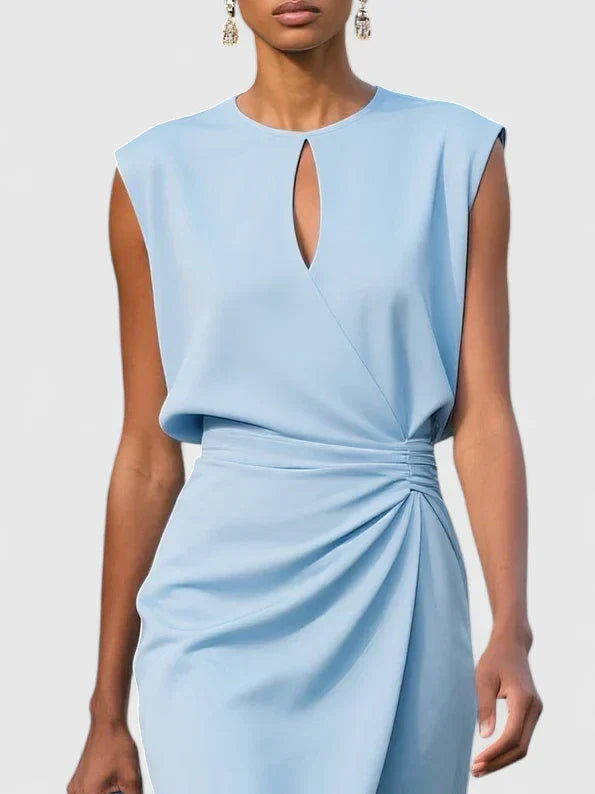 Women's Sleeveless Keyhole Neck Wrap Midi Dress