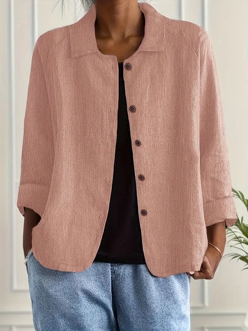 Women's Casual Button Front Lightweight Jacket Blouse