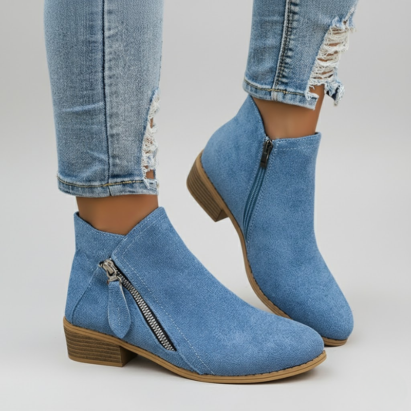 Women's Side Zip Round Toe orthopedic Ankle Boots