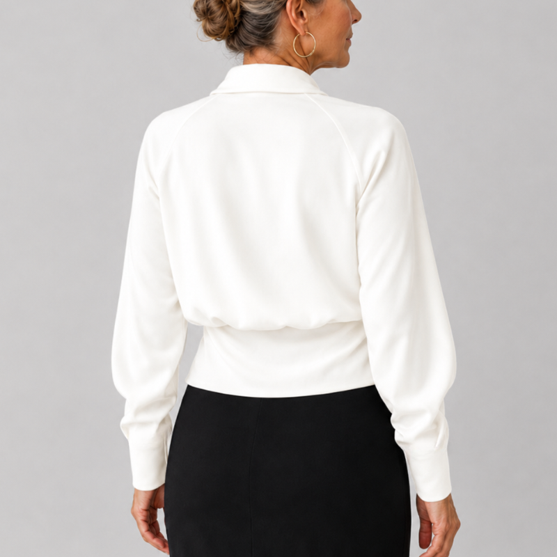 Women's Satin Wrap Blouse V-Neck Long Sleeve Top