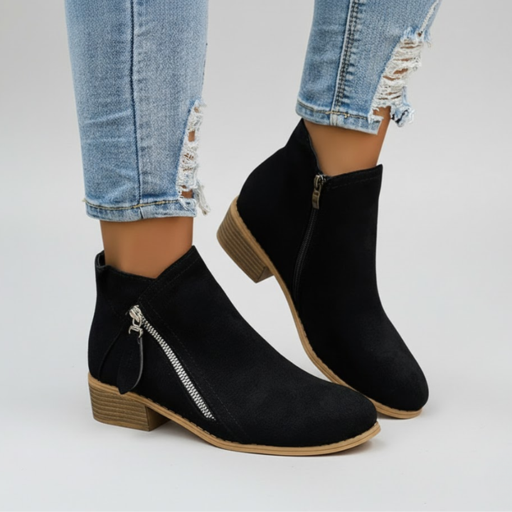 Women's Side Zip Round Toe orthopedic Ankle Boots