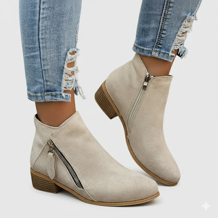 Women's Side Zip Round Toe orthopedic Ankle Boots