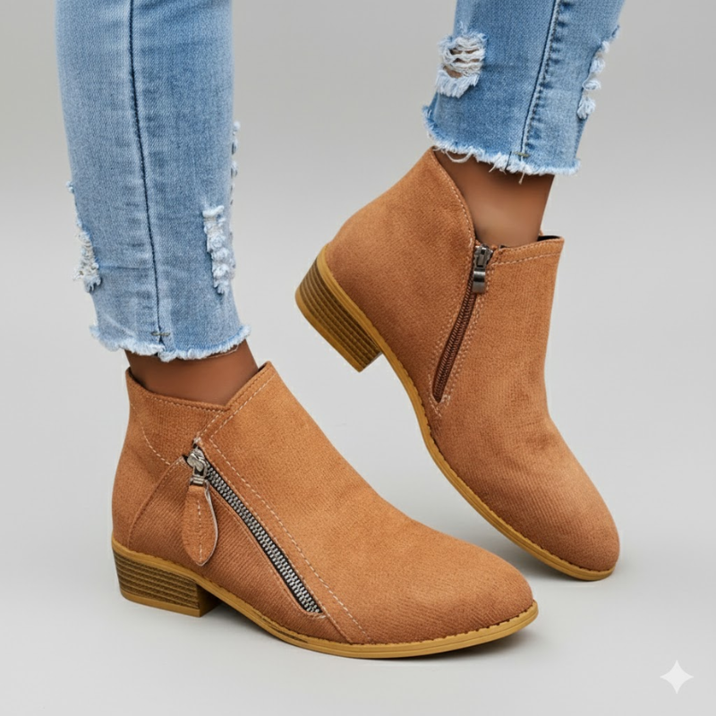 Women's Side Zip Round Toe orthopedic Ankle Boots