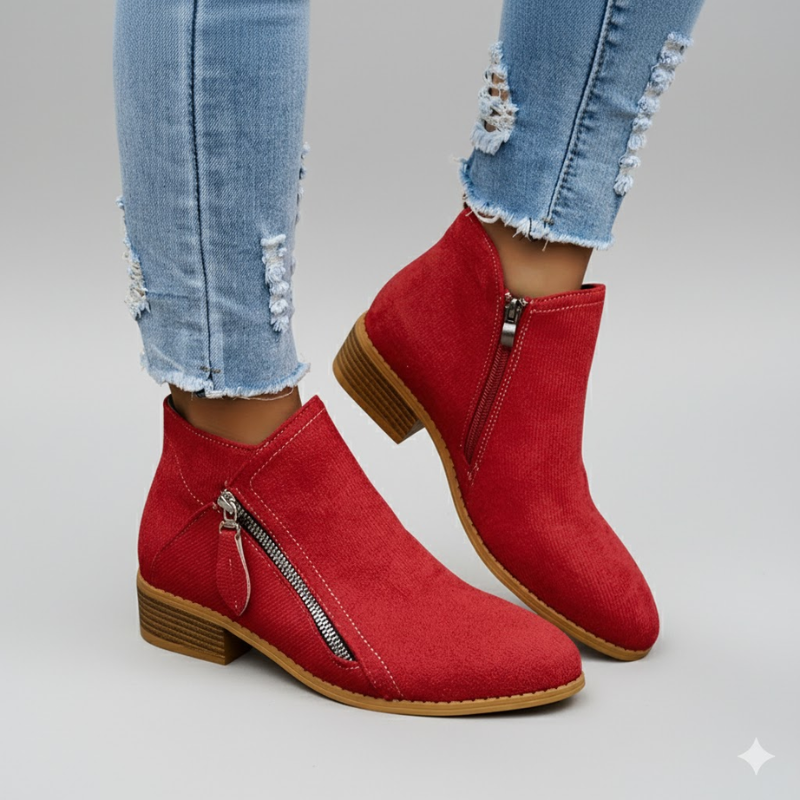 Women's Side Zip Round Toe orthopedic Ankle Boots