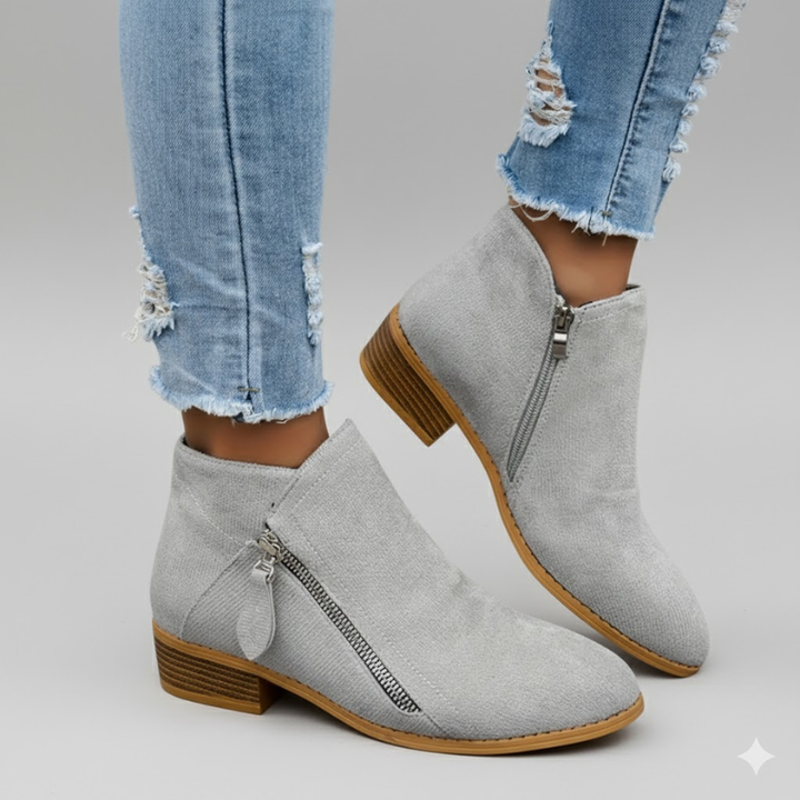 Women's Side Zip Round Toe orthopedic Ankle Boots