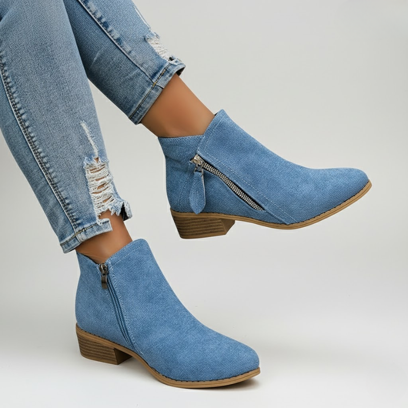 Women's Side Zip Round Toe orthopedic Ankle Boots