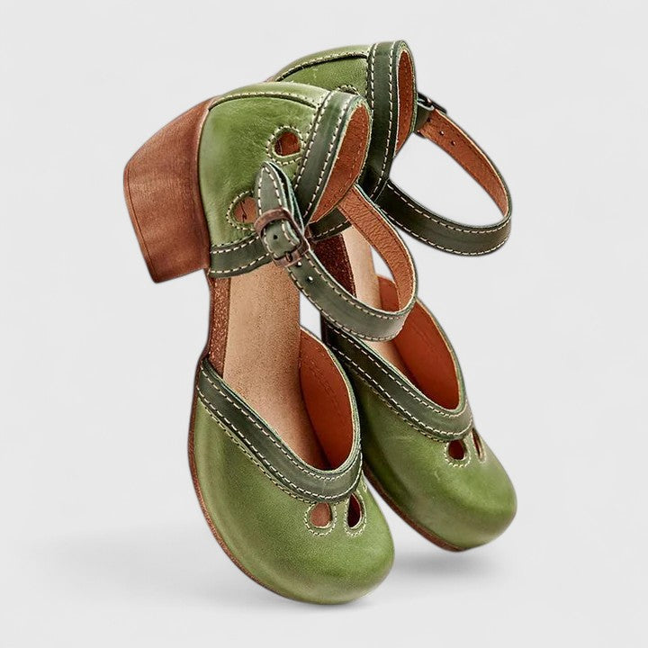Women's Orthopedic Cutout Buckle Strap Block Heel Sandals