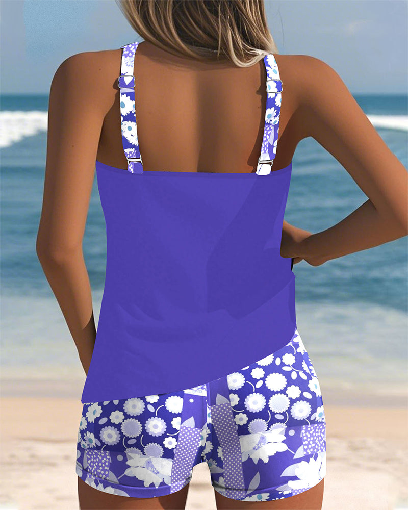 Women's Floral Tankini Swim Set Racerback Two Piece
