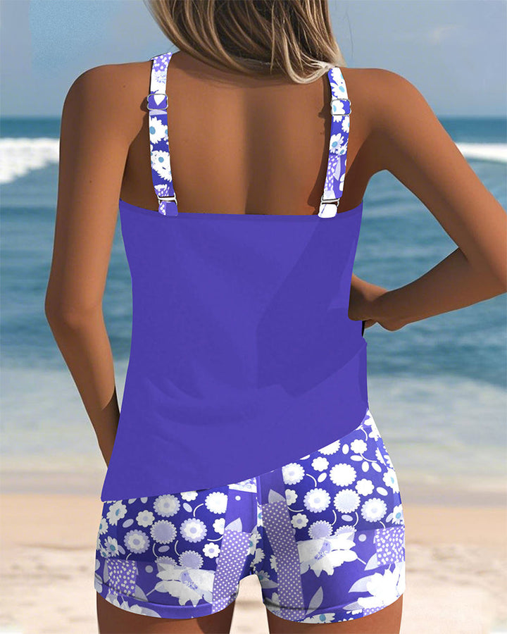 Women's Floral Tankini Swim Set Racerback Two Piece
