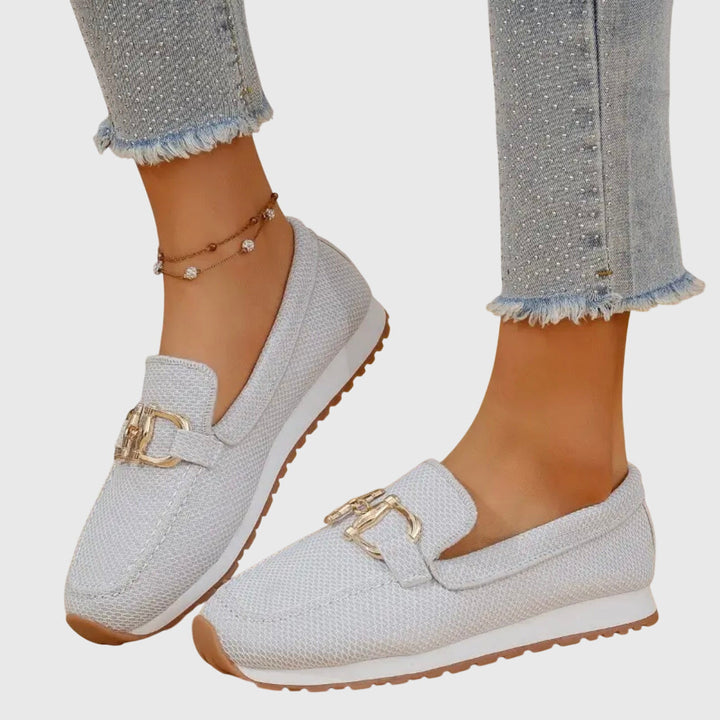 Women's Orthopedic Loafers with Gold Horsebit Detail