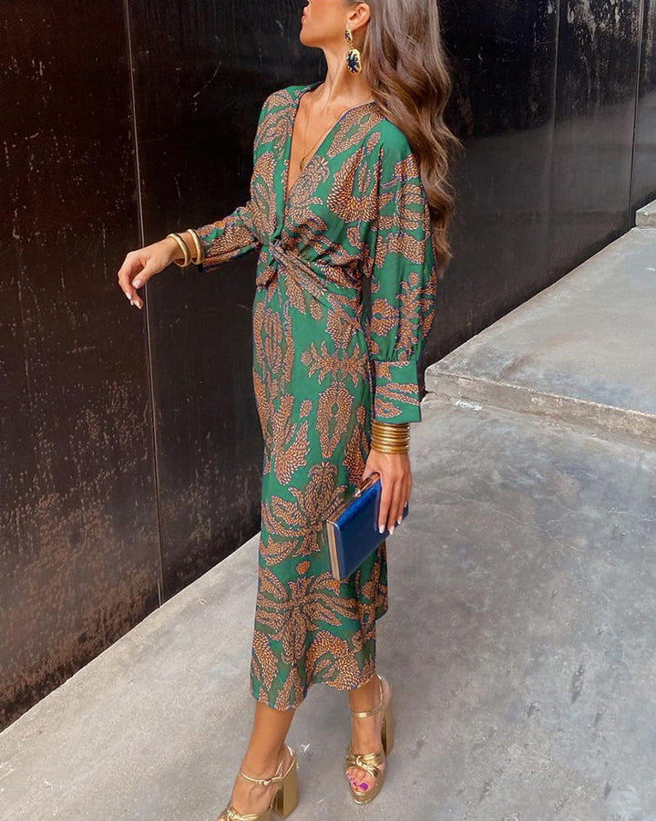 Women's Wedding Guest Printed A-Line Maxi Dress