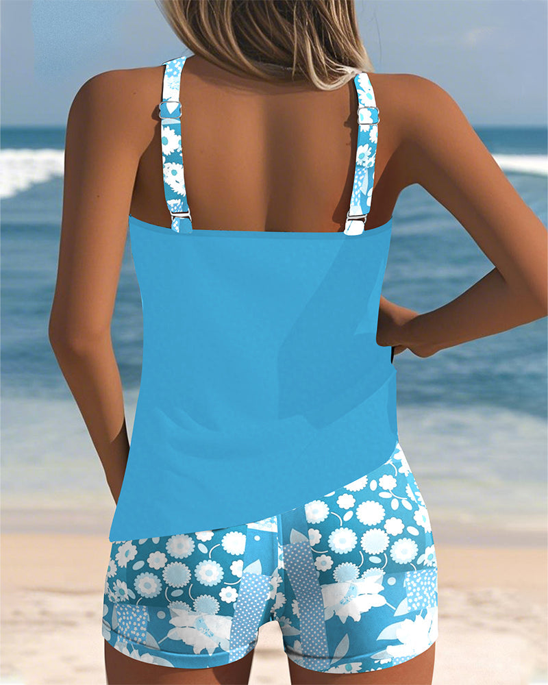 Women's Floral Tankini Swim Set Racerback Two Piece