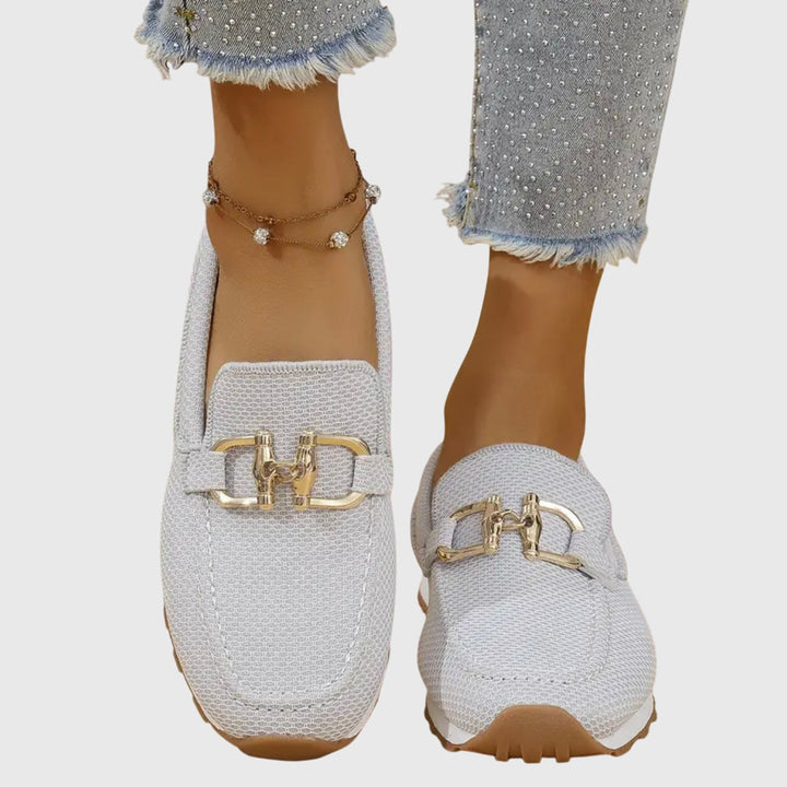 Women's Orthopedic Loafers with Gold Horsebit Detail