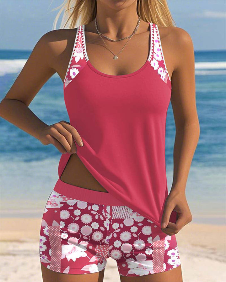 Women's Floral Tankini Swim Set Racerback Two Piece