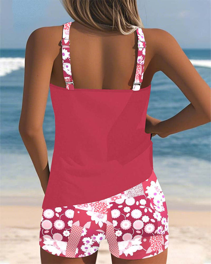 Women's Floral Tankini Swim Set Racerback Two Piece