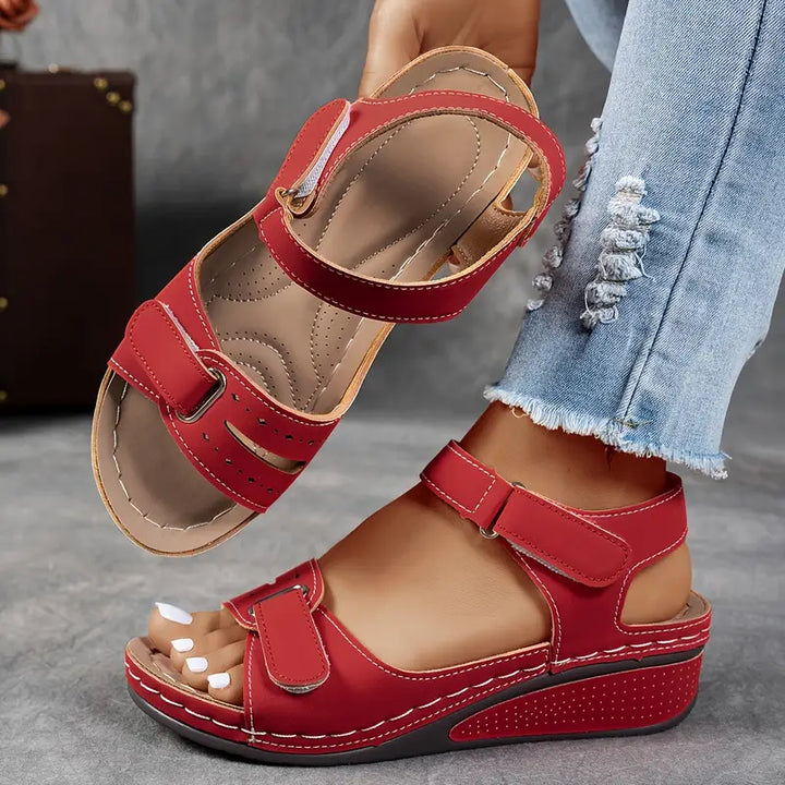 Women's Orthopedic Wedge Sandals with Double Buckle