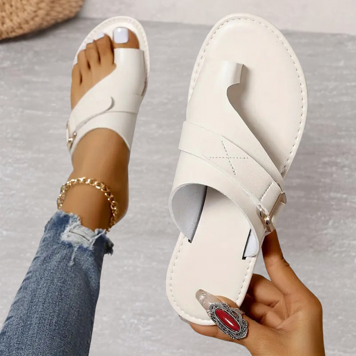 Women's Orthopedic Toe Loop Flat Sandals with Buckle