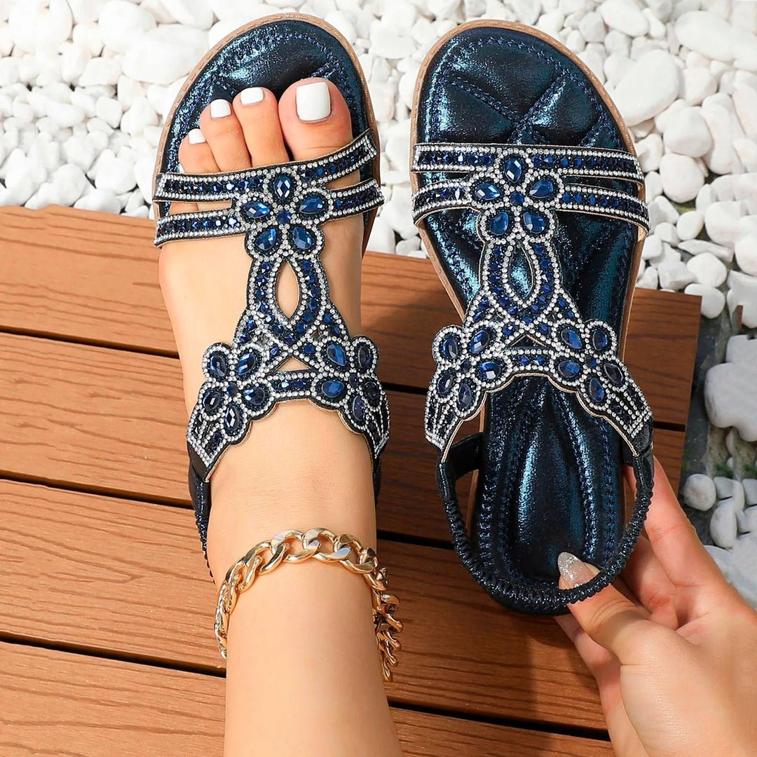 Women's Orthopedic Boho Flat Sandals with Embellishment