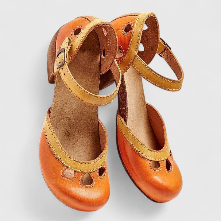 Women's Orthopedic Cutout Buckle Strap Block Heel Sandals