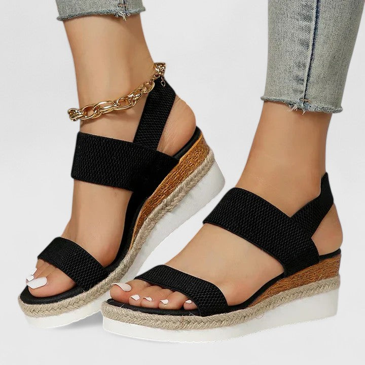 Women's Orthopedic Platform Sandals with Ankle Strap and Wedge Sole