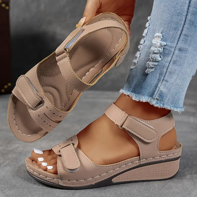 Women's Orthopedic Wedge Sandals with Double Buckle