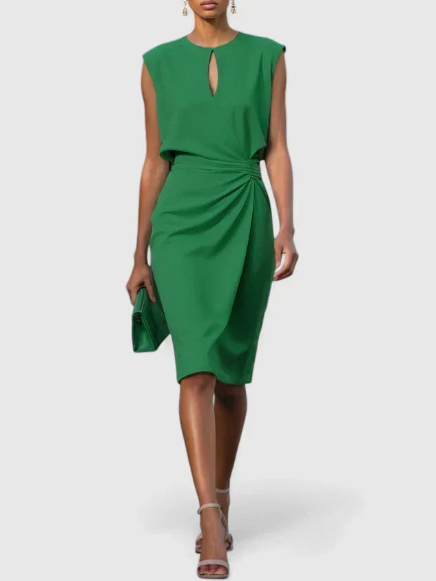 Women's Sleeveless Keyhole Neck Wrap Midi Dress