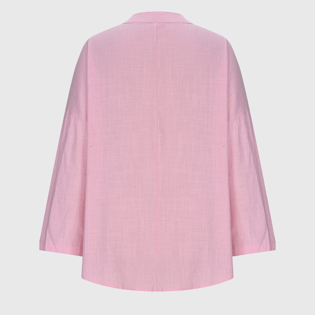 Women's Flowy V-Neck Long Sleeve Linen Beach Shirt