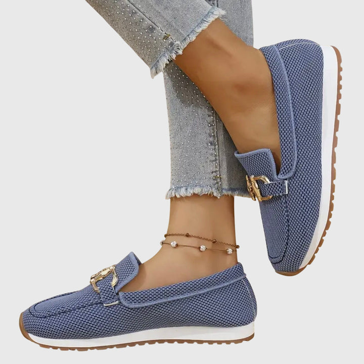 Women's Orthopedic Loafers with Gold Horsebit Detail