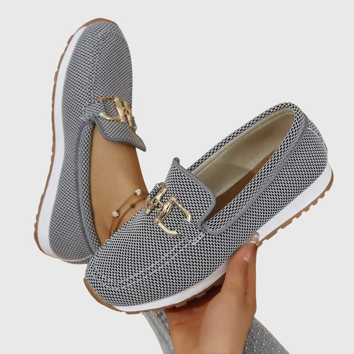 Women's Orthopedic Loafers with Gold Horsebit Detail