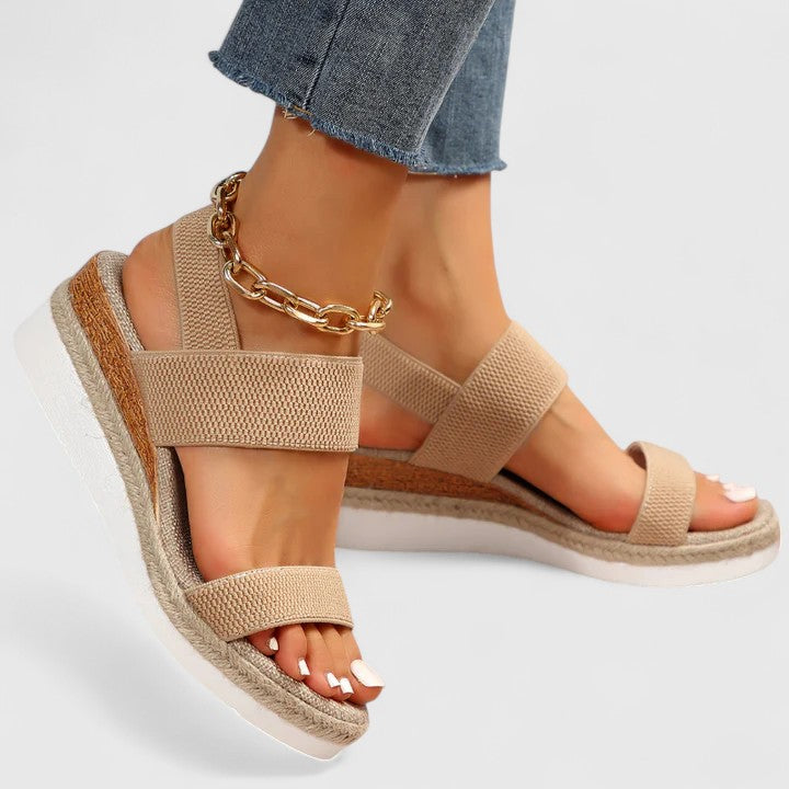Women's Orthopedic Platform Sandals with Ankle Strap and Wedge Sole