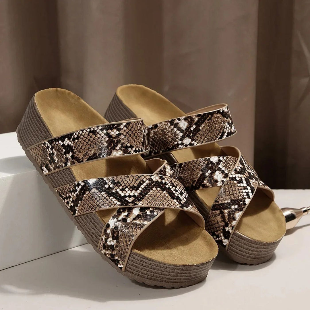 Women's Orthopedic Woven Crossover Platform Sandals