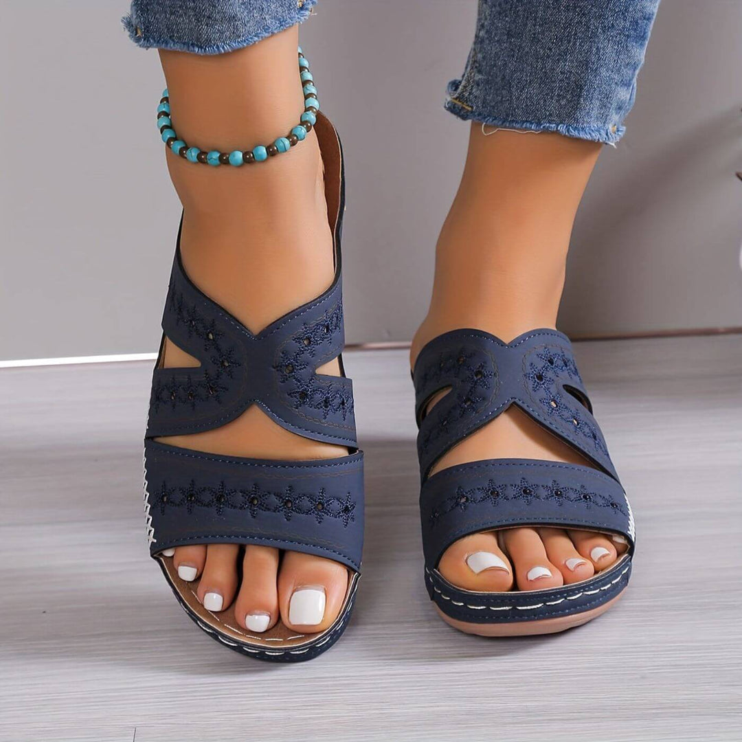 Women's Orthopedic Cross Strap Wedge Slide Sandals
