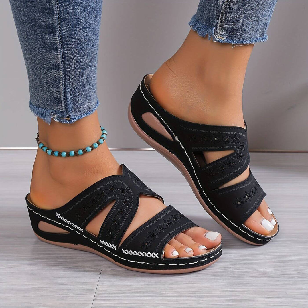 Women's Orthopedic Cross Strap Wedge Slide Sandals