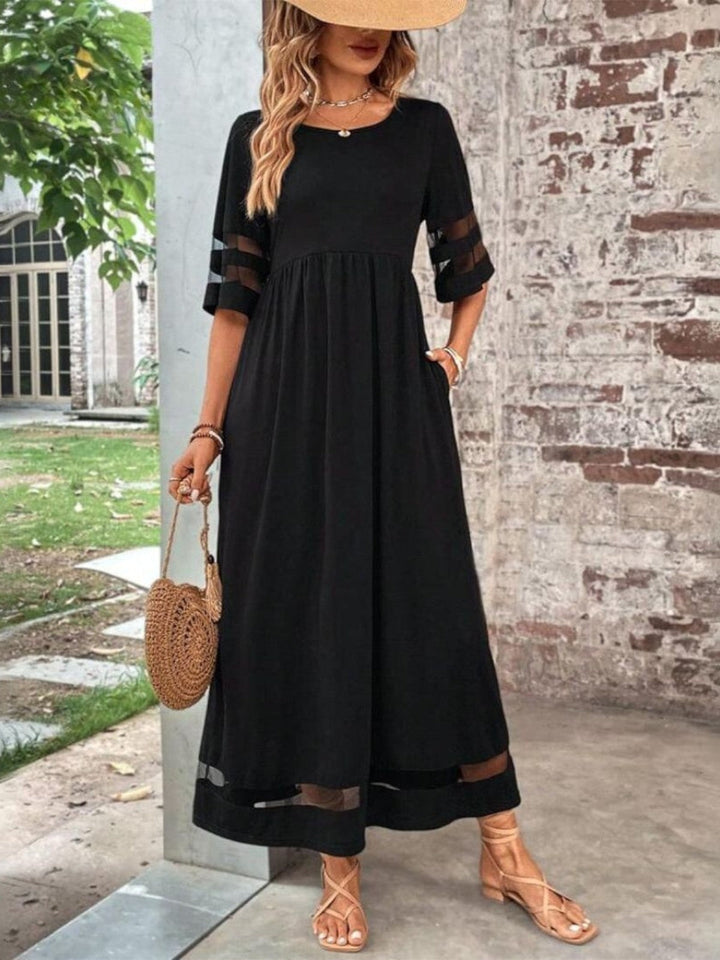 Women's Floral A-Line Midi Dress with V-Neck