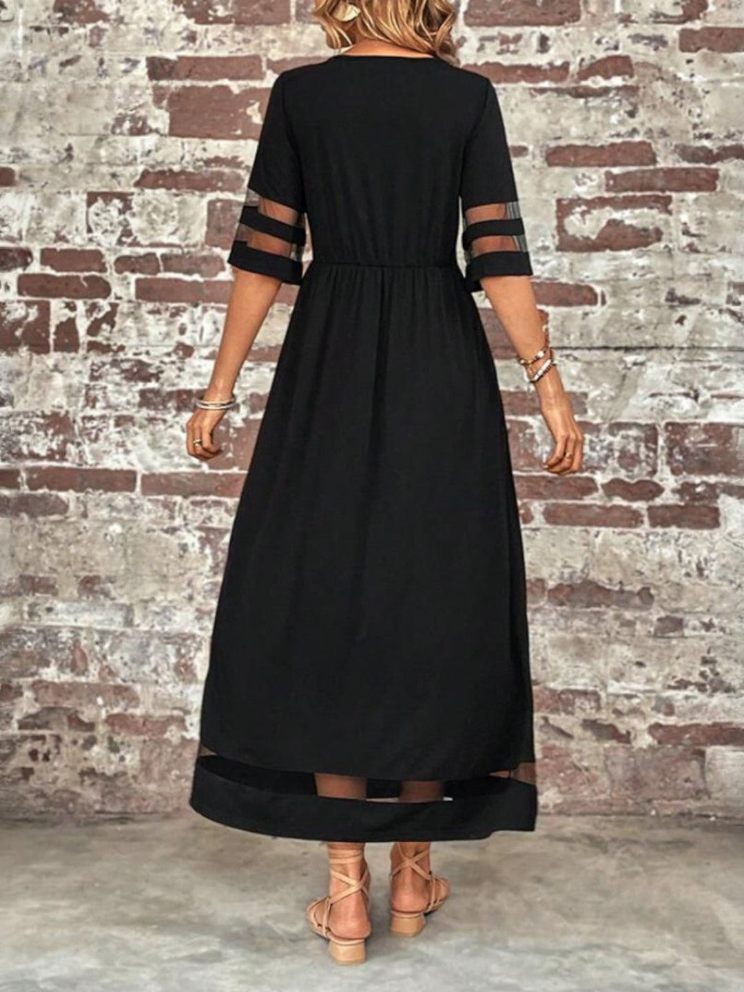 Women's Floral A-Line Midi Dress with V-Neck