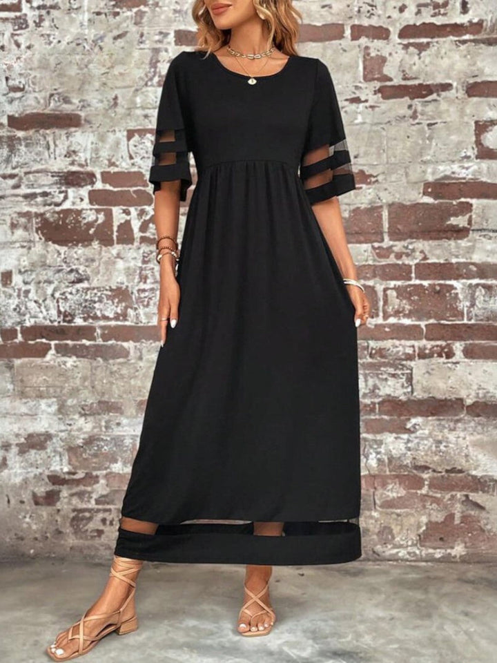 Women's Floral A-Line Midi Dress with V-Neck