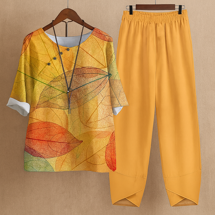 Women's Floral Print Short Sleeve Top Harem Pants Set
