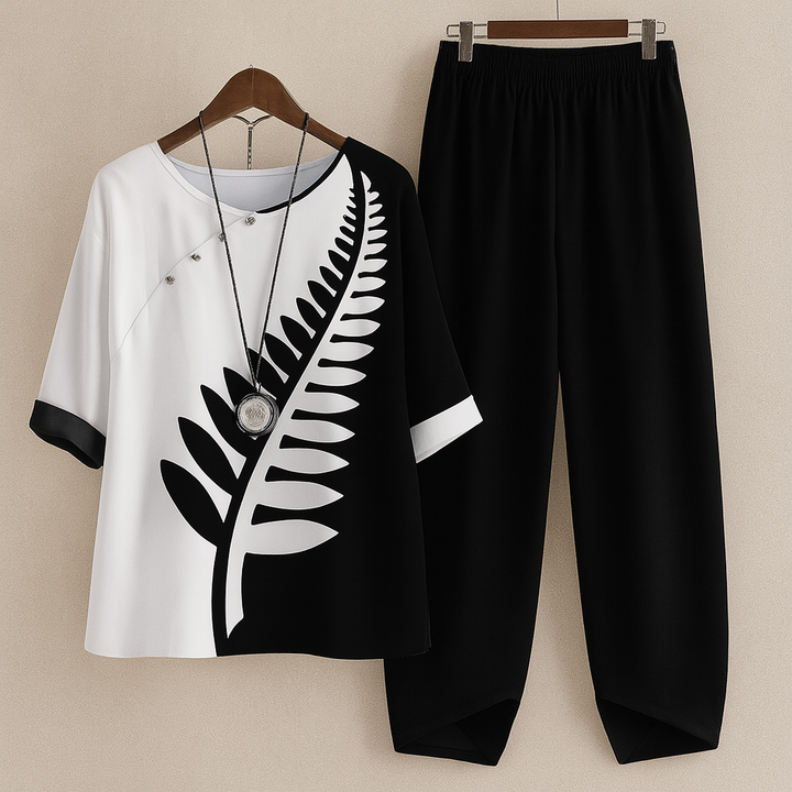 Women's Floral Print Short Sleeve Top Harem Pants Set