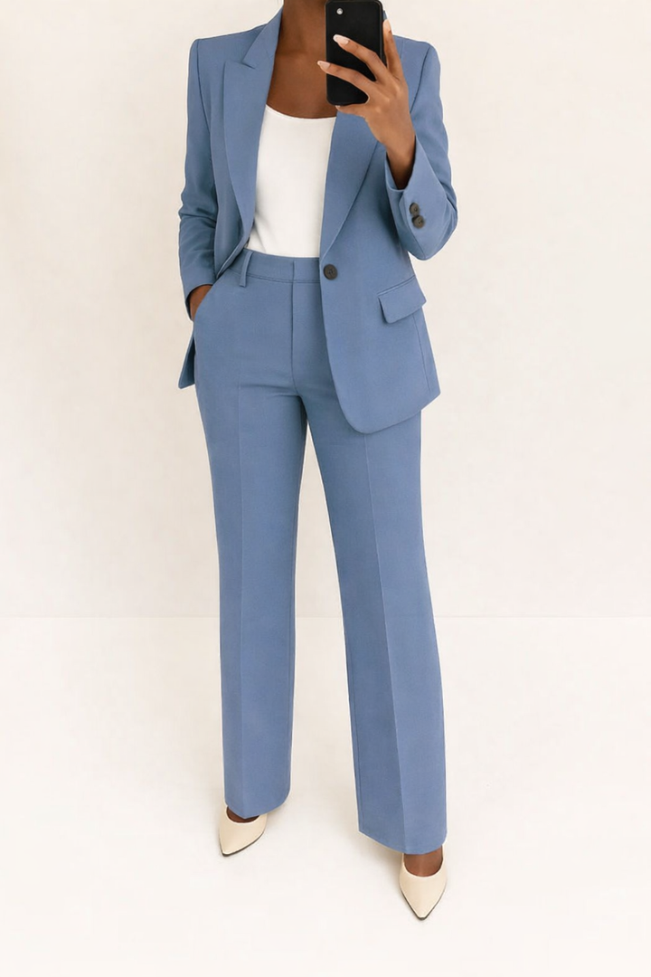 Women's Two-Piece Blazer and Wide Leg Trouser Set