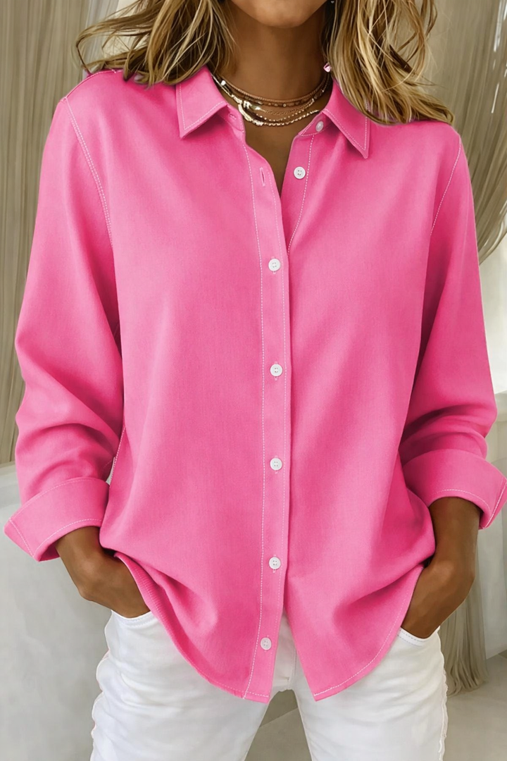 Women's Long Sleeve Button Down Collar Blouse