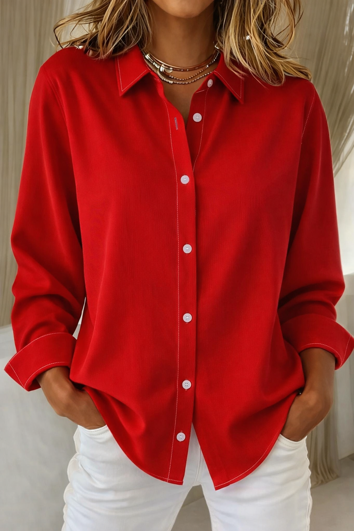 Women's Long Sleeve Button Down Collar Blouse
