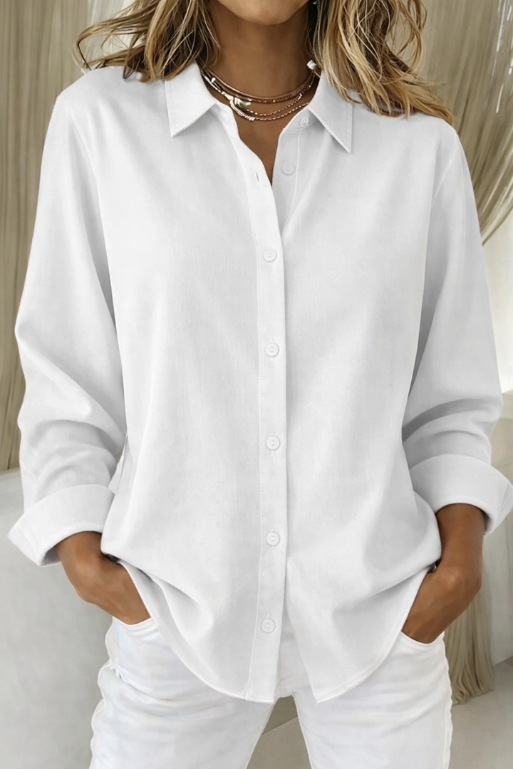 Women's Long Sleeve Button Down Collar Blouse