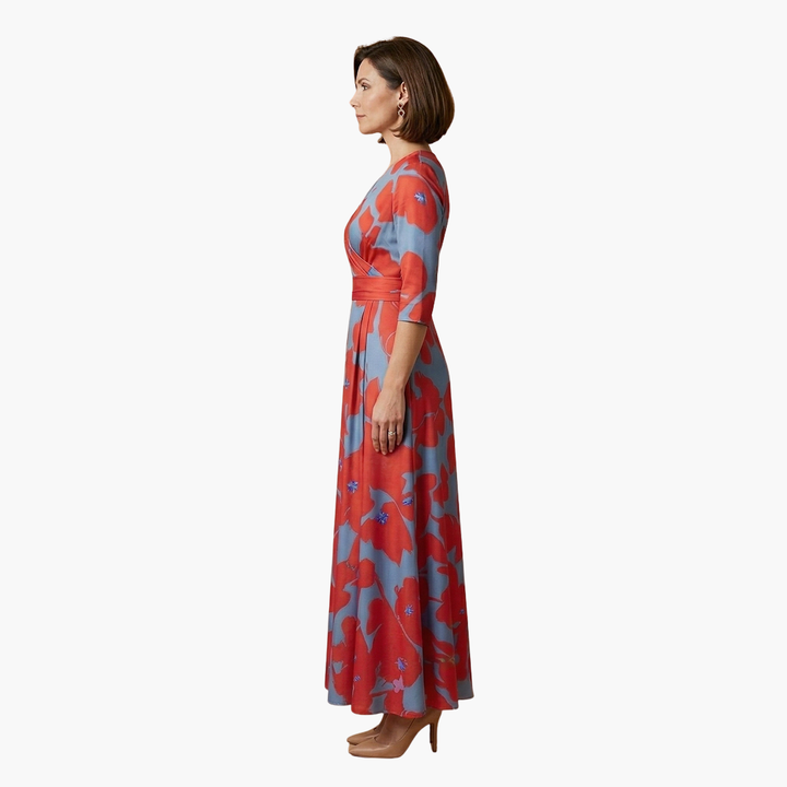Floral Dress with V-Neck for Women Elegant & Long