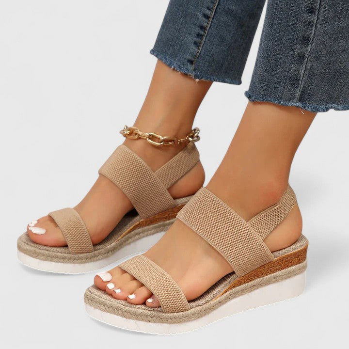 Women's Orthopedic Platform Sandals with Ankle Strap and Wedge Sole