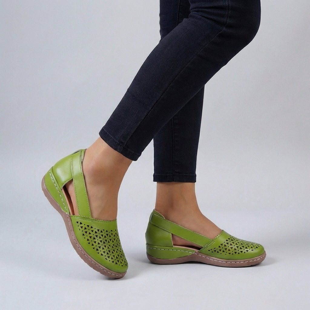 Women's Orthopedic Cutout Slip On Leather Loafers