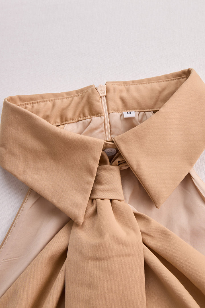 Women's Sleeveless Halter Blouse with Neck Tie Detail