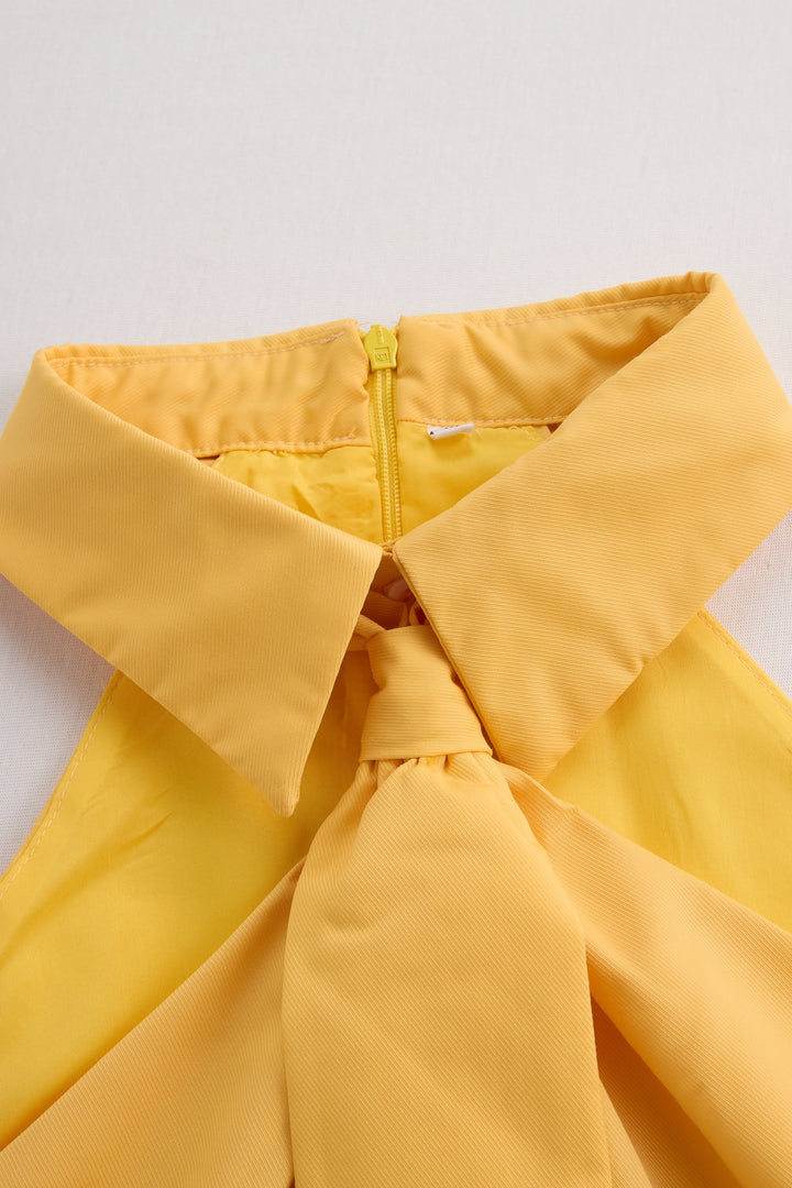 Women's Sleeveless Halter Blouse with Neck Tie Detail