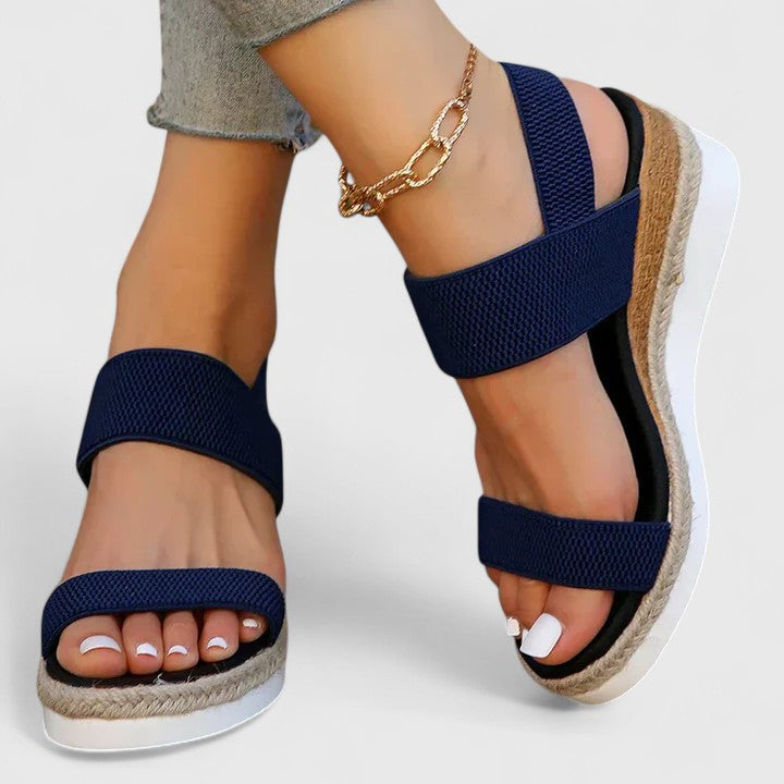 Women's Orthopedic Platform Sandals with Ankle Strap and Wedge Sole
