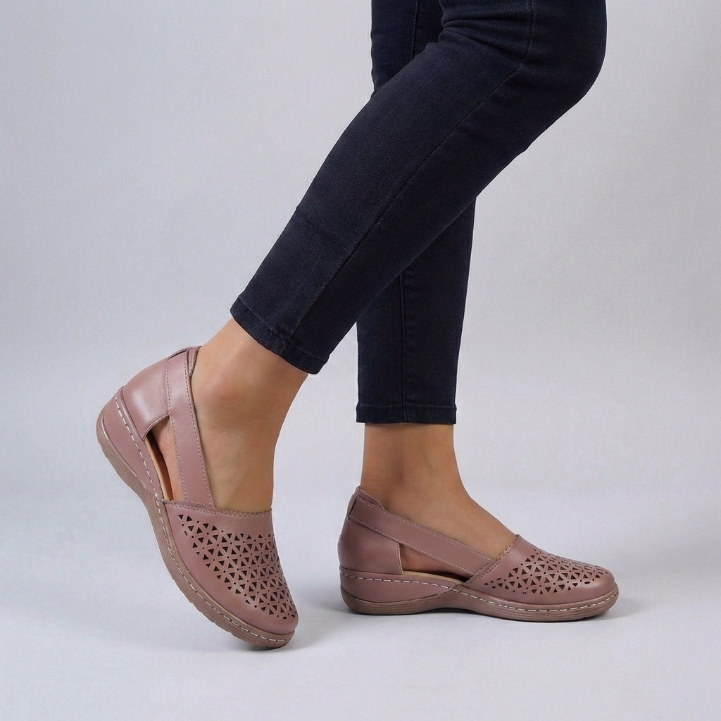 Women's Orthopedic Cutout Slip On Leather Loafers
