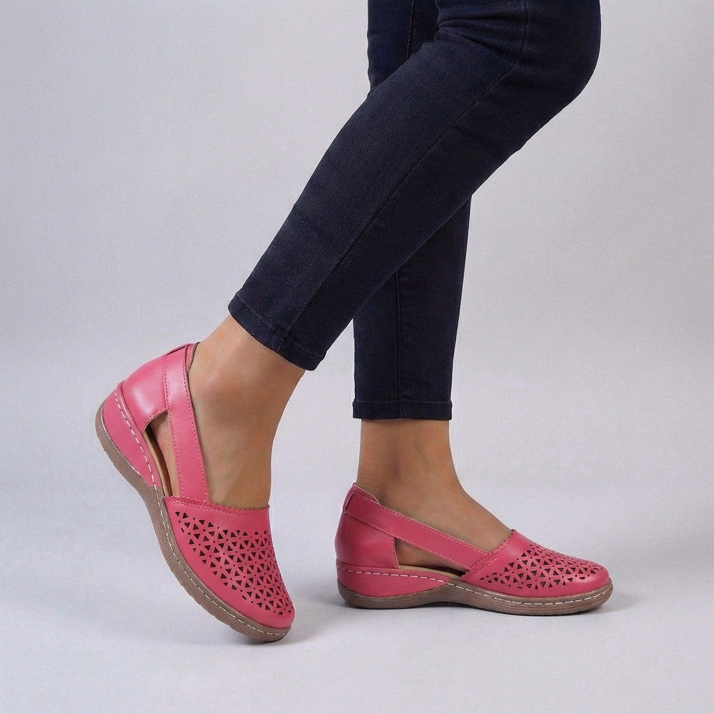 Women's Orthopedic Cutout Slip On Leather Loafers